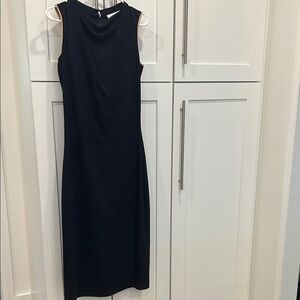 Reiss Navy Draped Midi Dress -6